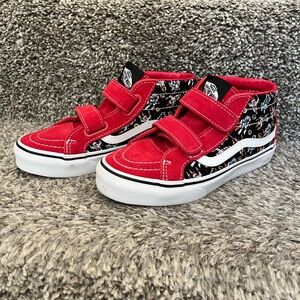 Vans Kids Red and Black Patterned Sneakers